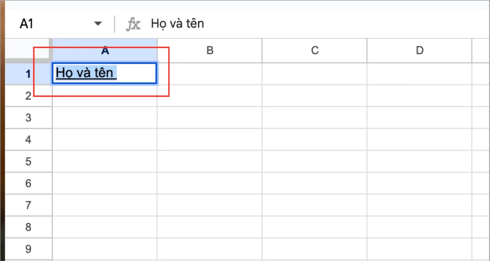 Cách bỏ gạch chân trong Google Sheets bằng thanh công cụ