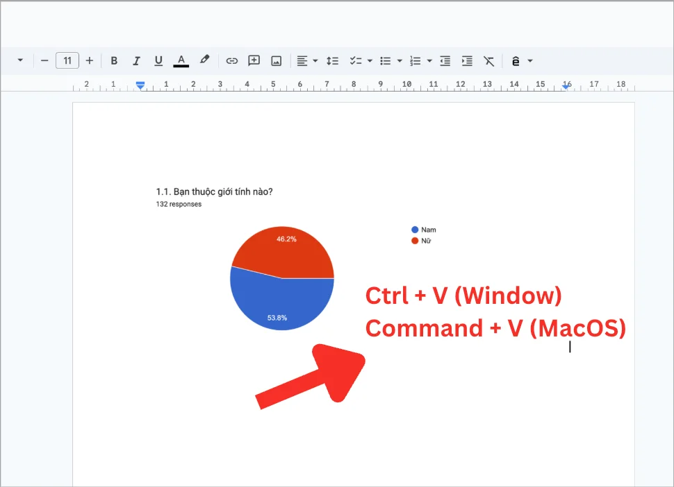 Cách sao chép biểu đồ từ Google Forms sang Docs