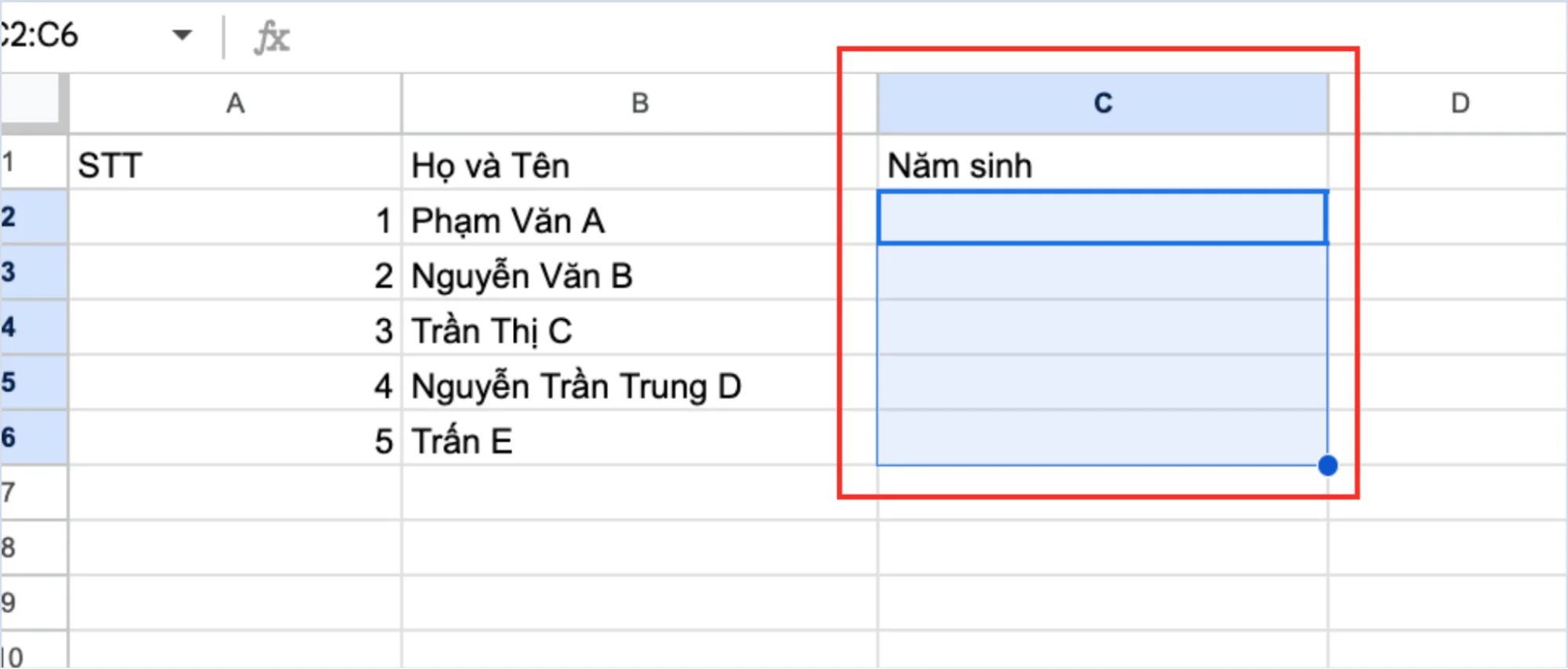 Cách tạo Data Validation trong Google Sheet (cơ bản)