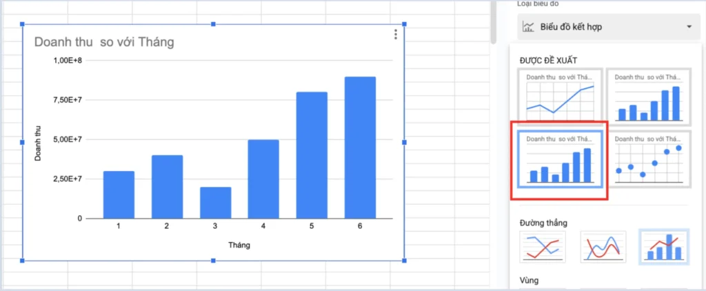 Cách vẽ biểu đồ kết hợp trong Google Sheets
