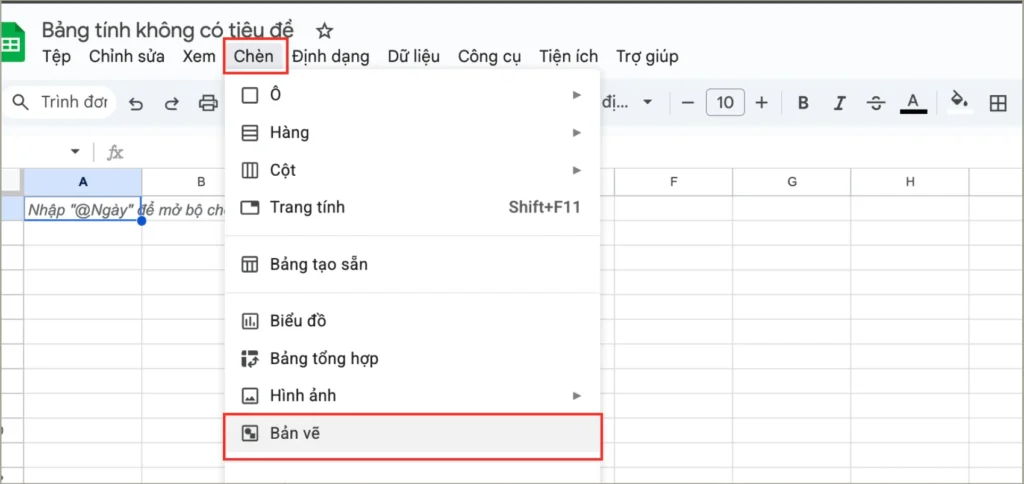 Cách vẽ sơ đồ trong Google Sheets bằng Drawing