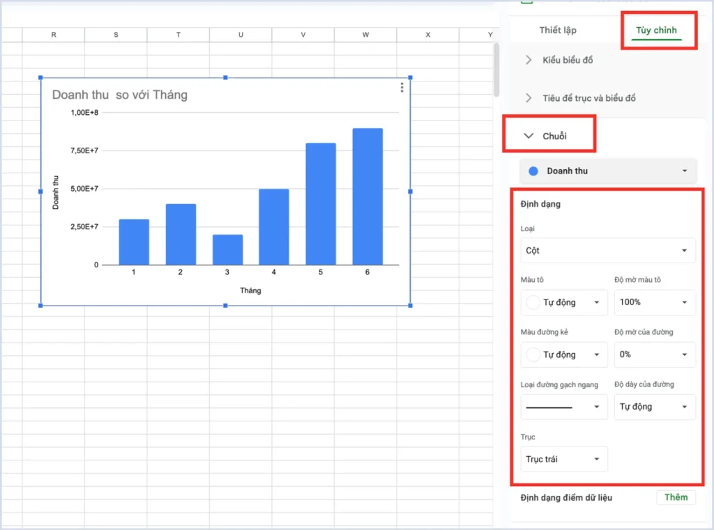 Cách vẽ biểu đồ kết hợp trong Google Sheets