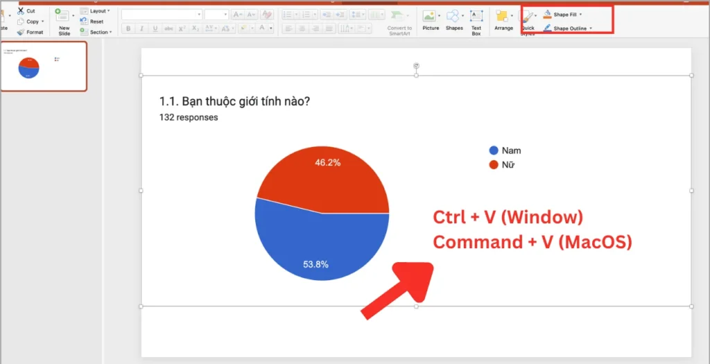 Cách sao chép biểu đồ từ Google Forms sang PowerPoint