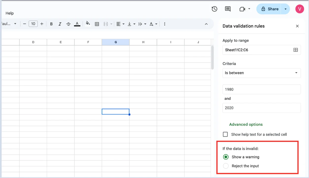 Cách tạo Data Validation trong Google Sheet (cơ bản)