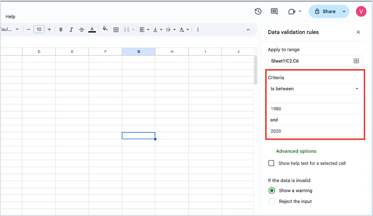 Cách tạo Data Validation trong Google Sheet (cơ bản)