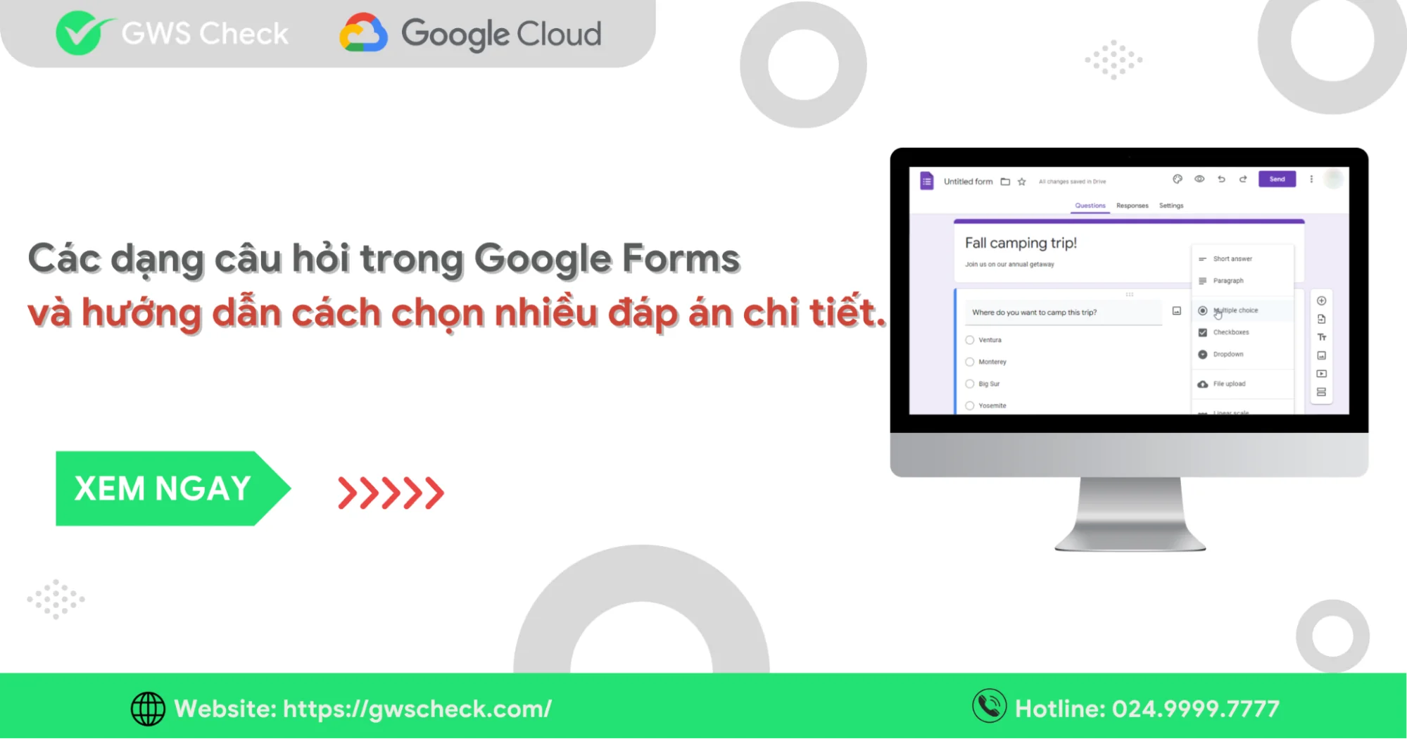 Các dạng câu hỏi trong Google Forms và hướng dẫn chi tiết từ A - Z