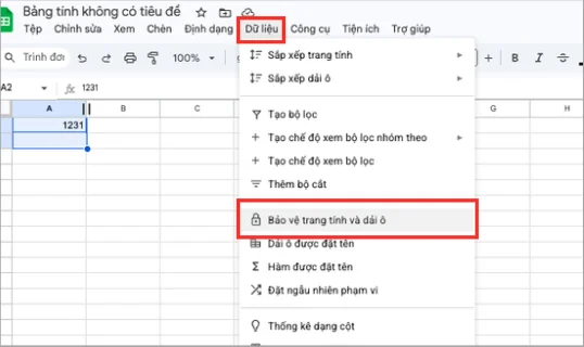 Cách bảo vệ dải ô trong phần mềm Google Sheets