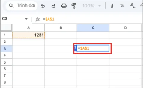 Cách cố định công thức trong Google Sheets
