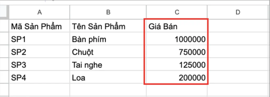 Cách dùng hàm SUBTOTAL trong Google Sheets để tính tổng