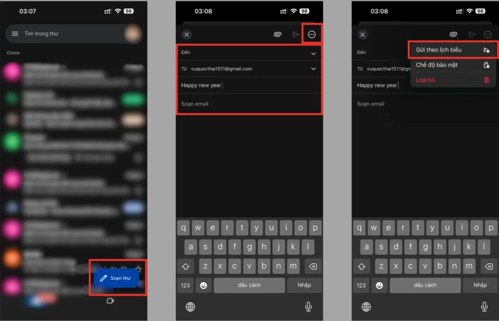 Cách hẹn giờ gửi mail trong Gmail trên điện thoại