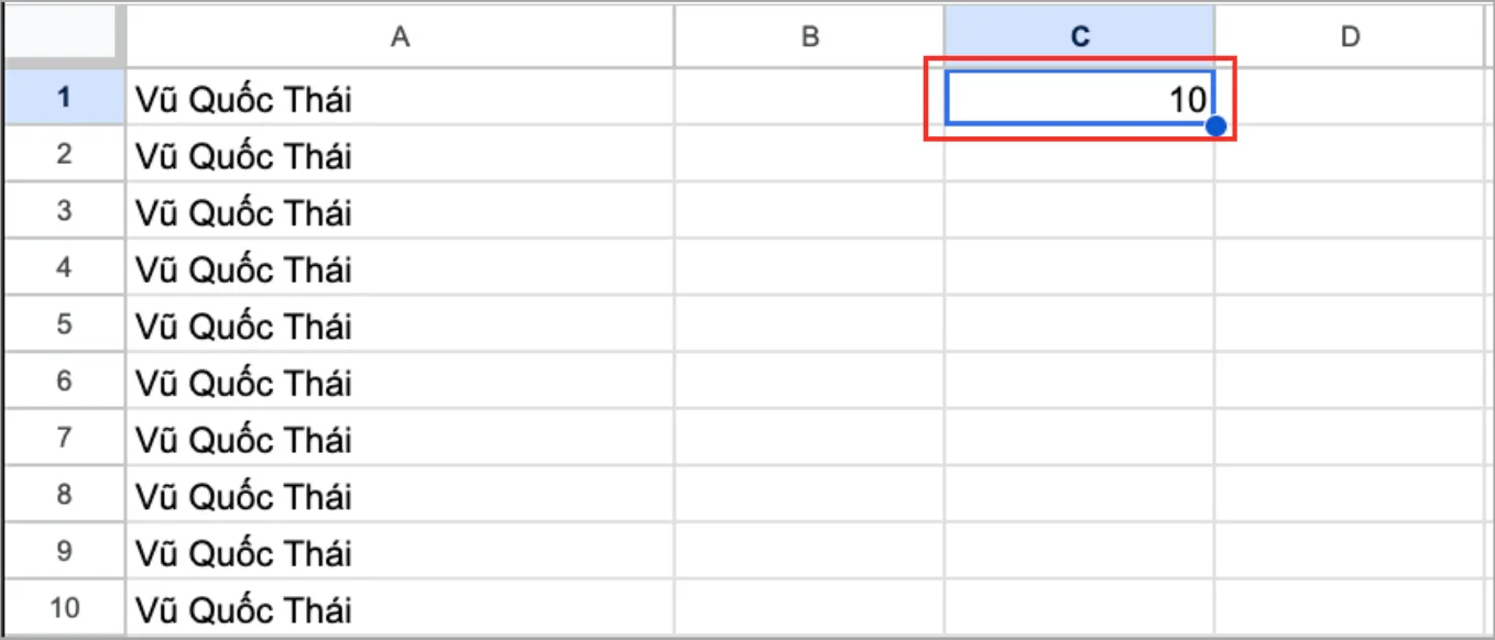 Công thức hàm COUNTA trong Google Sheets