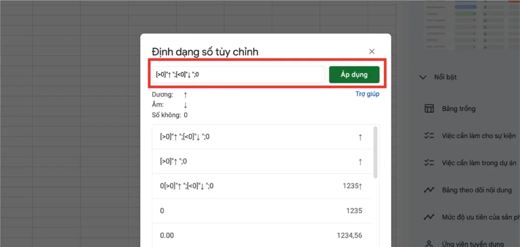 Cách tạo mũi tên tăng giảm bằng Custom Number Format