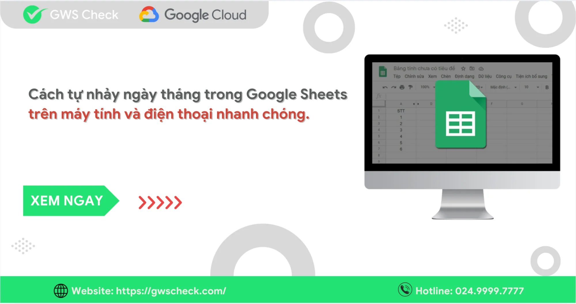 Cách tự nhảy ngày tháng trong Google Sheets trên máy tính và điện thoại