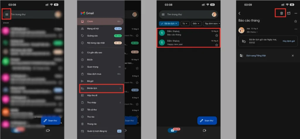 Cách hẹn giờ gửi mail trong Gmail trên điện thoại
