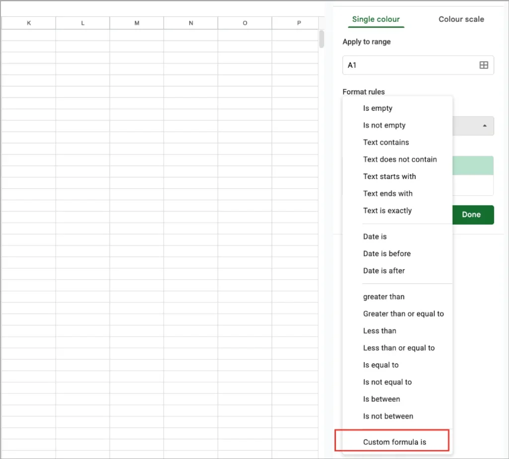 Định dạng có điều kiện theo công thức trong Google Sheets