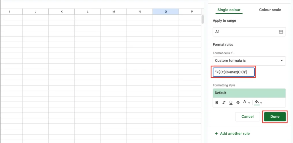 Định dạng có điều kiện theo công thức trong Google Sheets