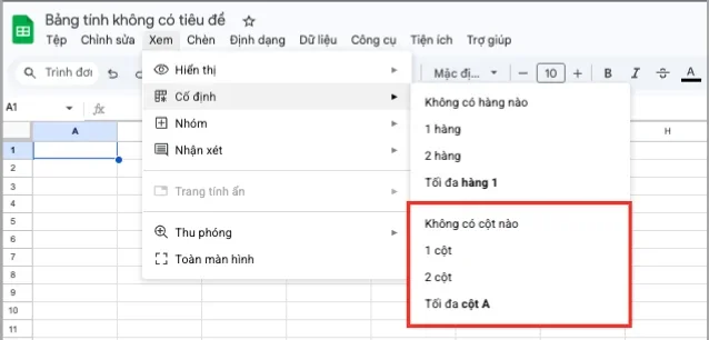 Hướng dẫn cách đóng băng cột trong Google Sheets