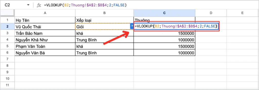 Sử dụng hàm Vlookup giữa 2 file Google Sheets