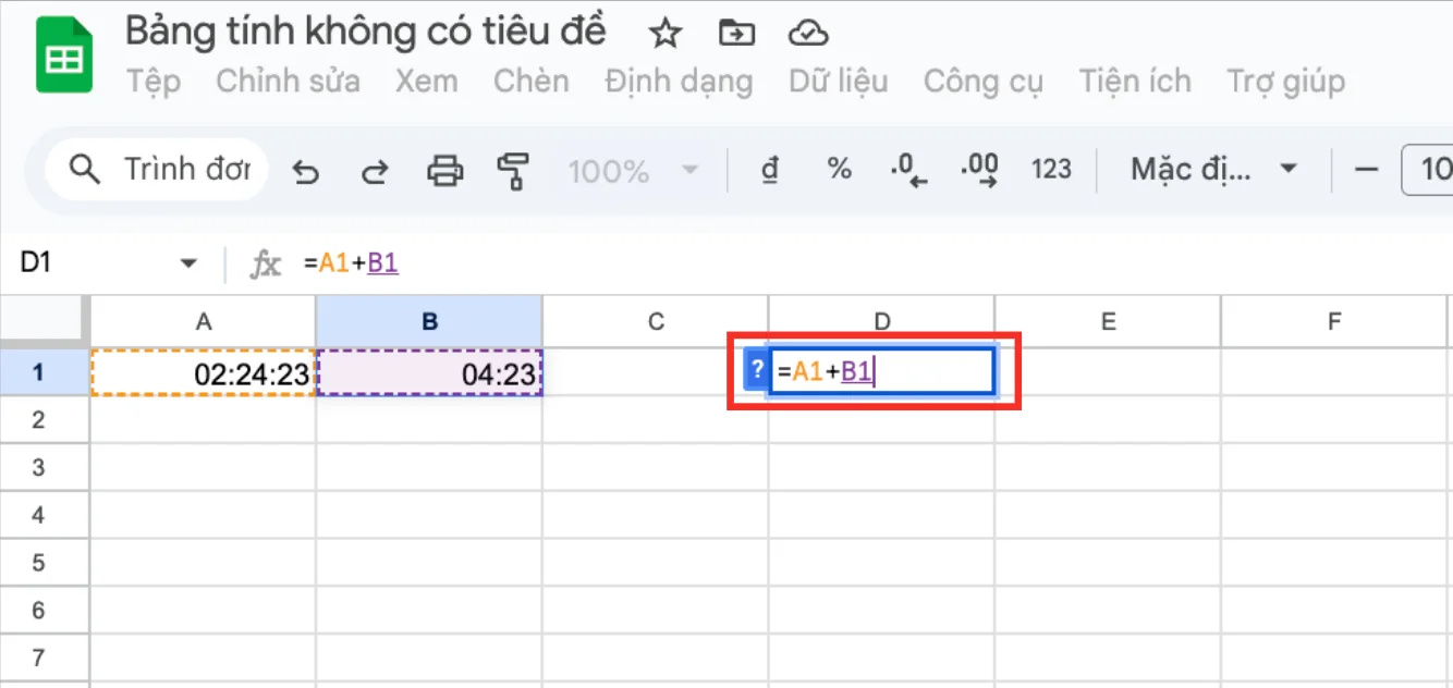 Cách cộng thời gian trong Google Sheets