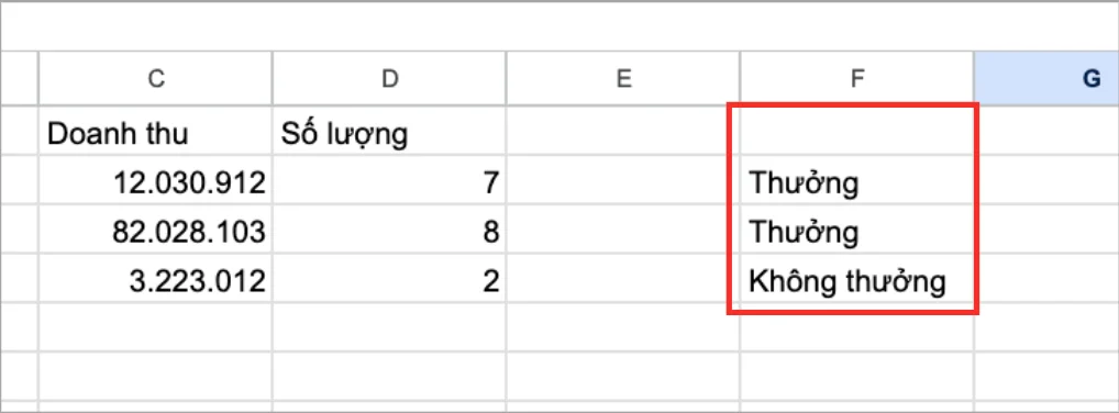 Kết hợp hàm OR với IF trong Google Sheets