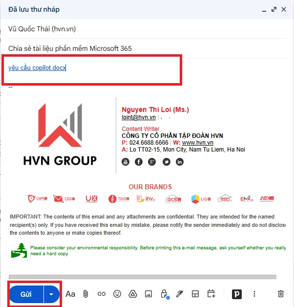Cách gửi folder qua Gmail bằng OneDrive