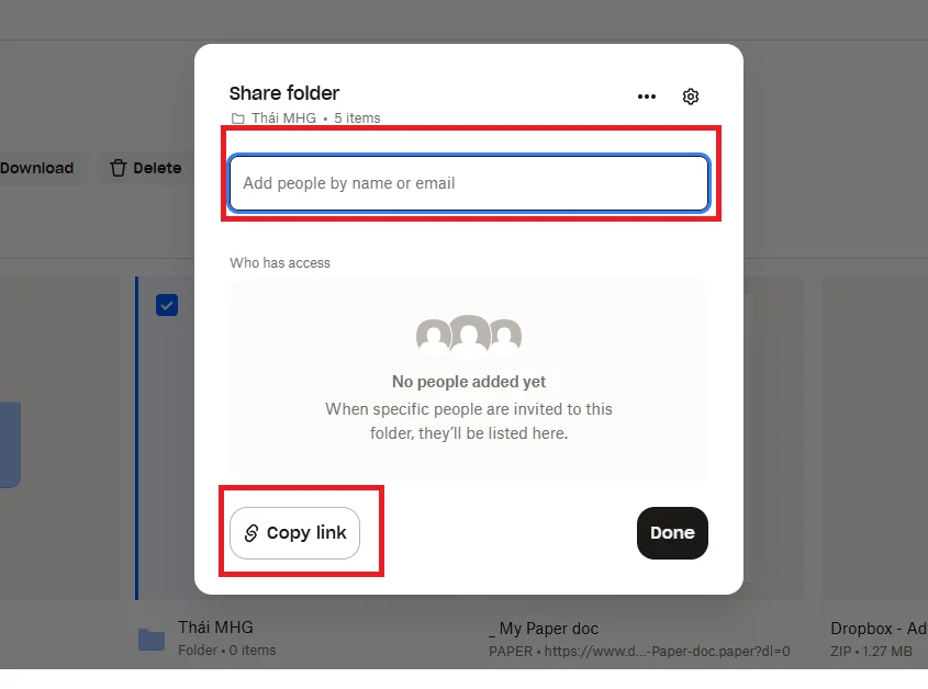 Cách gửi folder qua Gmail Dropbox
