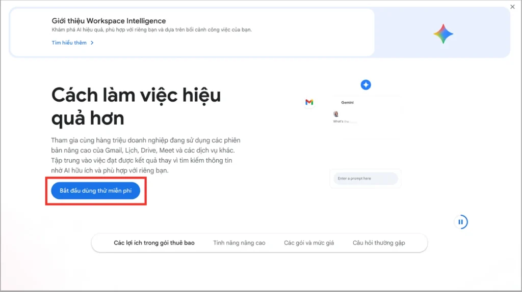 Đăng ký tài khoản Google Workspace trực tiếp với hãng