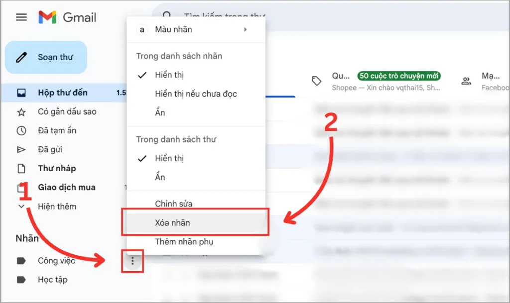Cách tạo & xóa nhãn trong Gmail trên máy tính