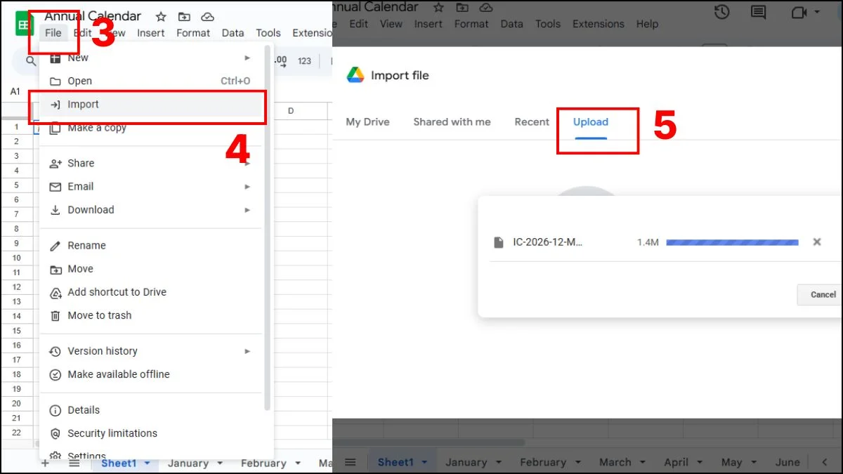 Cách chèn lịch vào Google Sheets từ mẫu của bên thứ 3