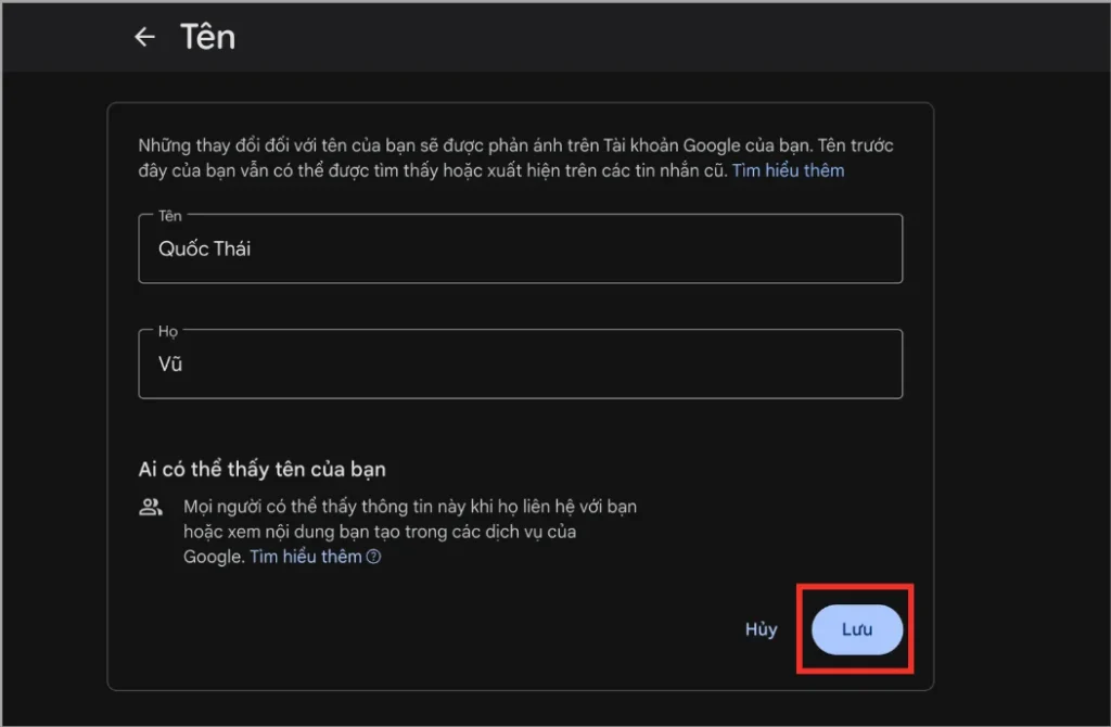 Cách đổi tên Gmail của mình trên máy tính