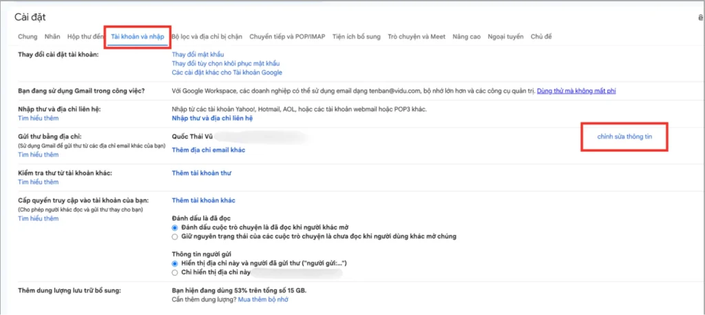Cách đổi tên tài khoản Gmail trên thiết bị máy tính