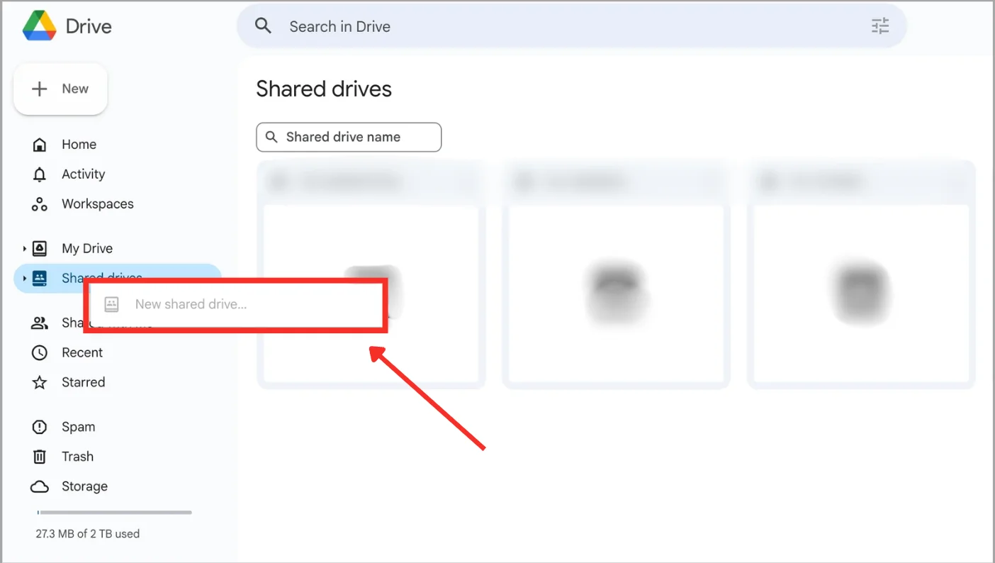 Cách tạo bộ nhớ dùng chung Google Drive