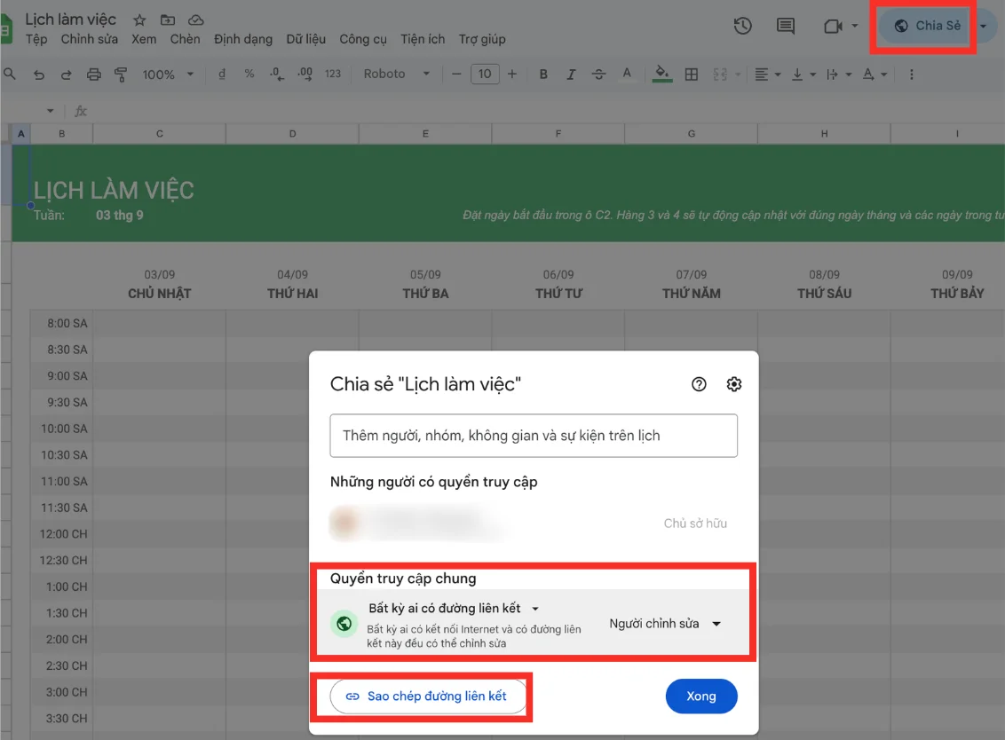 Cách tạo lịch công việc trên Google Sheets