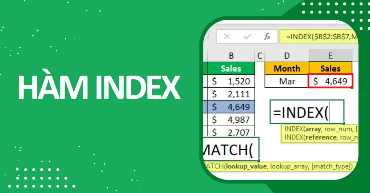Hàm INDEX và cách sử dụng