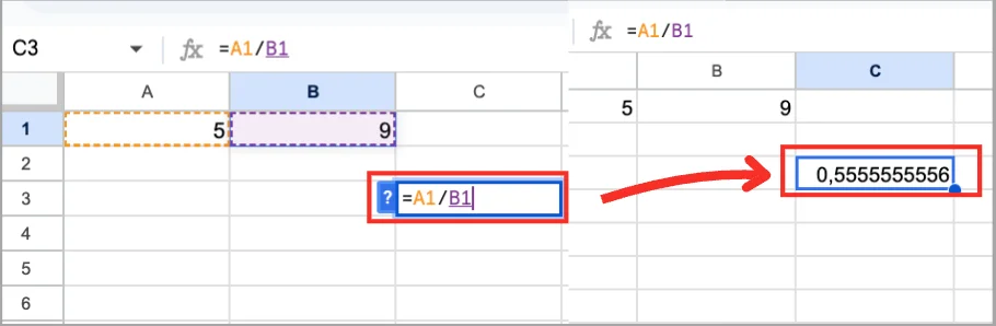 Cú pháp và cách sử dụng hàm chia trong Google Sheets