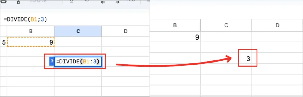 Cú pháp và cách sử dụng hàm chia trong Google Sheets