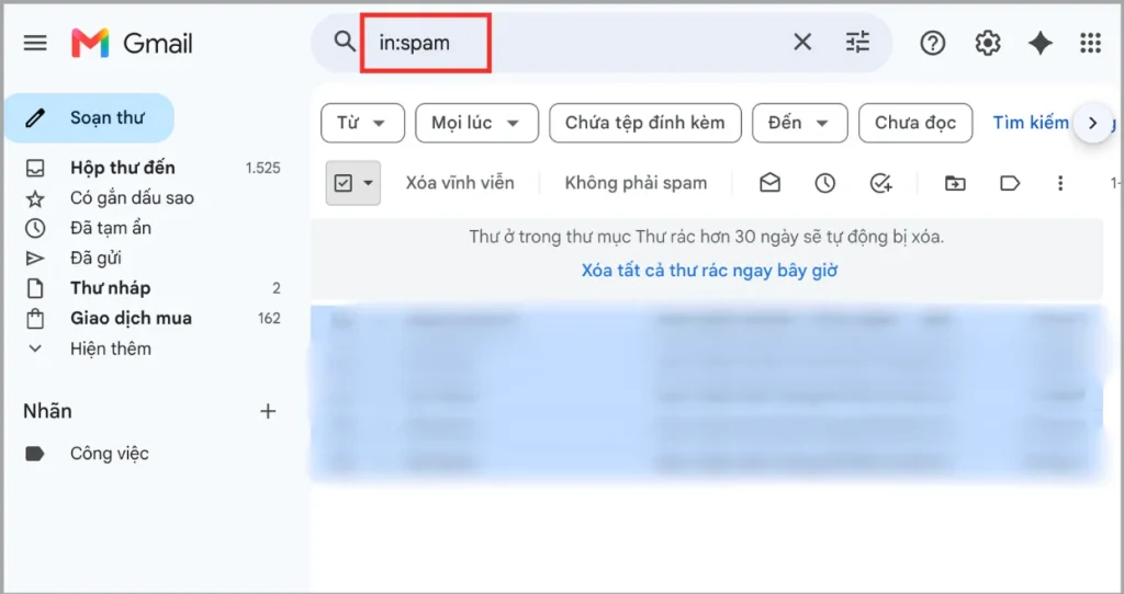 Xóa Email trong Spam và Thùng rác