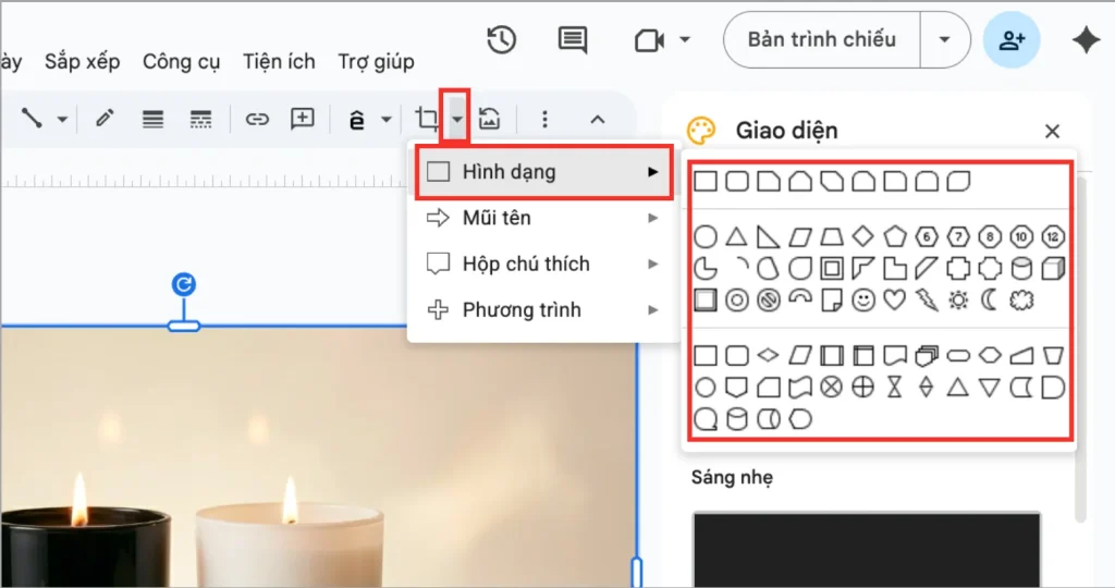 Cách chèn ảnh vào Shape trong Google Slides