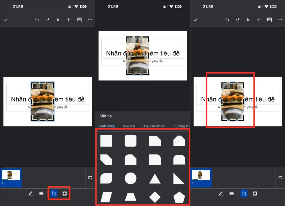 Cách lồng ảnh vào khung hình trong Google Slides bằng điện thoại