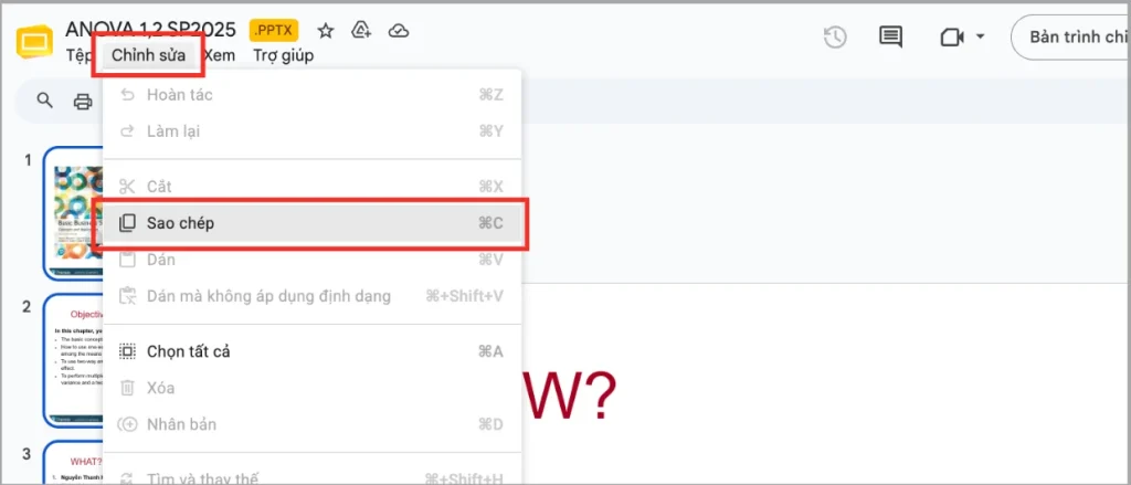  Nhúng Google Slides vào Google Docs bằng Copy